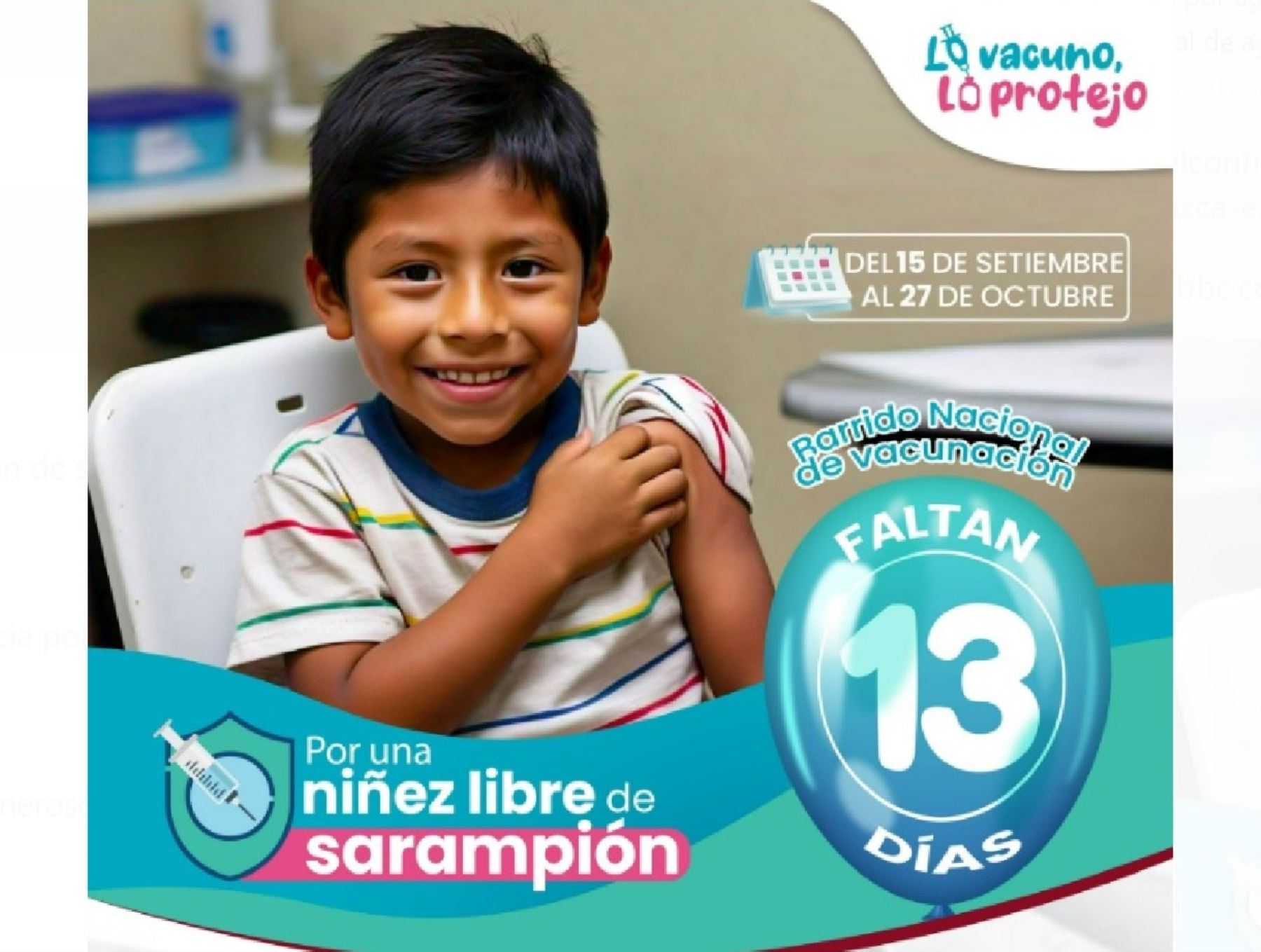 La región Tacna espera vacunar a 25,609 niños durante jornada Barrido Nacional contra el Sarampión que se desarrollará a partir del domingo 15 de septiembre. ANDINA/Difusión