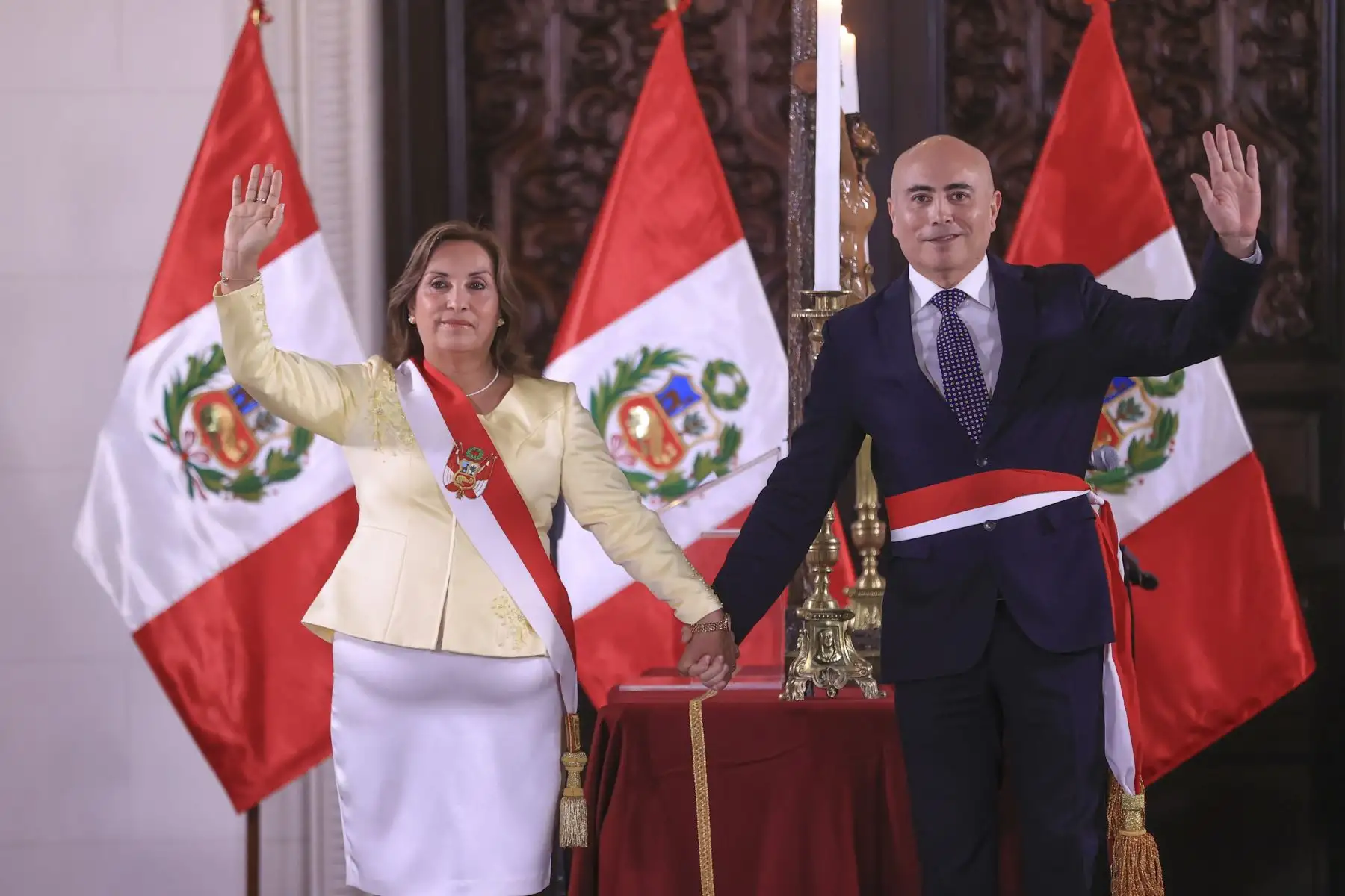 La presidenta de la República, Dina Ercilia Boluarte Zegarra, tomó juramento a los nuevos ministros de Estado en las carteras de Relaciones Exteriores, Cultura, Vivienda Construcción y Saneamiento, y Comercio Exterior y Turismo, desde Palacio de Gobierno. Foto: ANDINA/Presidencia