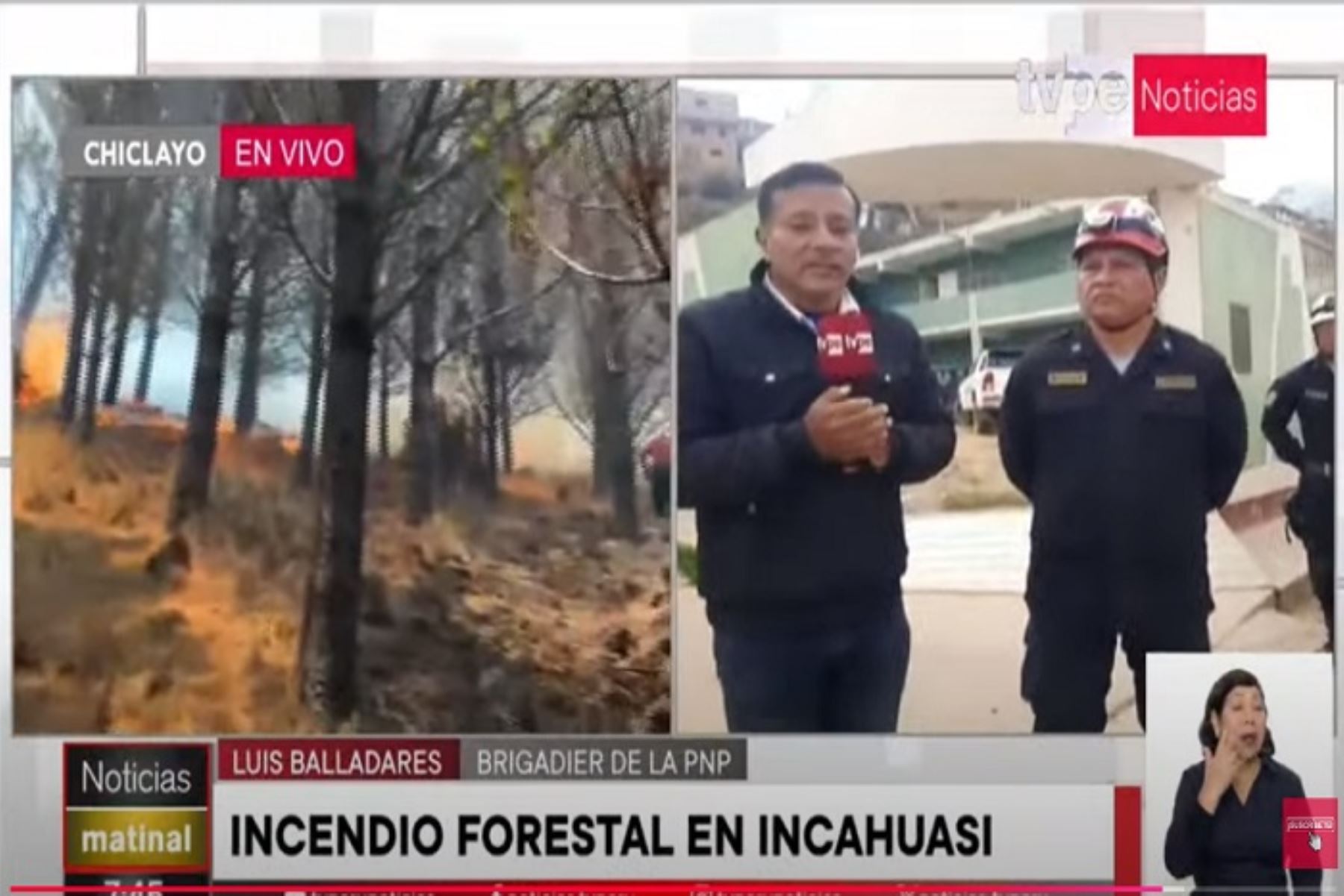 Brigada de Búsqueda y Rescate de la PNP en Chiclayo pide a la población salir de las zonas del incendio y no poner en riesgo su vida.