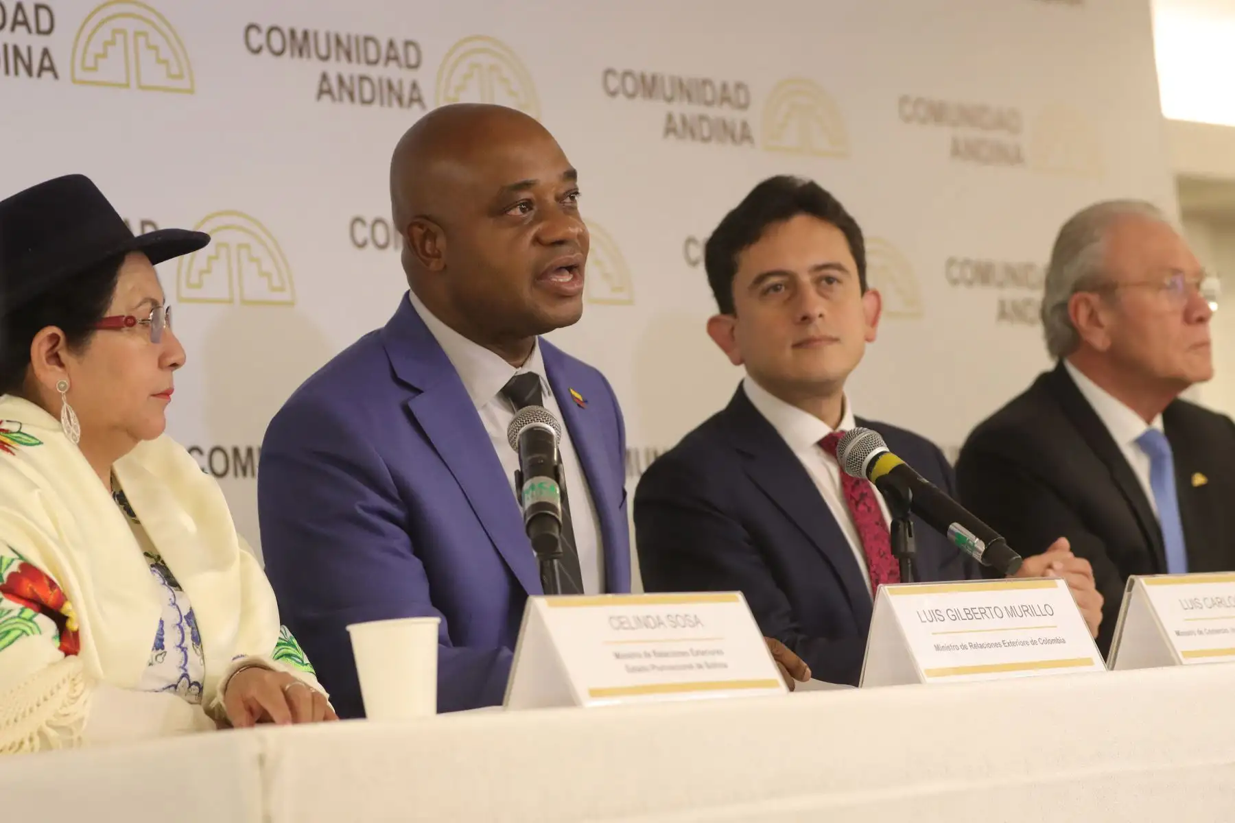 Conferencia de prensa de Luis Gilberto Murillo ( Colombia) nuevo presidente pro Tempore de la Comunidad Andina.
Foto: ANDINA / Lino Chipana.