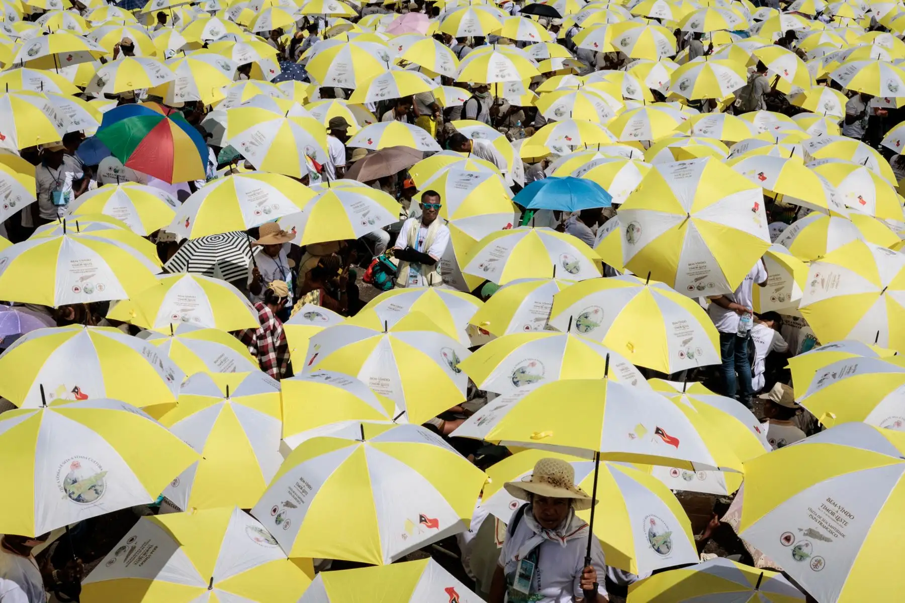 Ya desde este lunes, los habitantes de Dili y timorenses llegados desde todo el país se concentraron en este espacio natural donde también celebró una misa san Juan Pablo II en 1989, cuando Timor Oriental aún era una provincia invadida por Indonesia y que puso en el foco de atención del mundo las reivindicaciones de independencia. Foto: AFP
