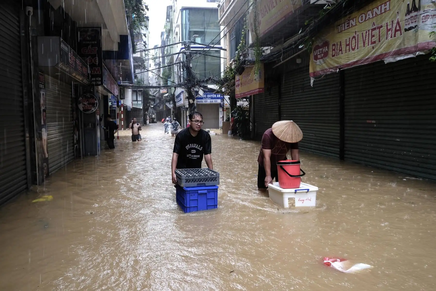El río Rojo se desborda y causa graves inundaciones en Hanoi tras el tifón Yagi. Foto: EFE