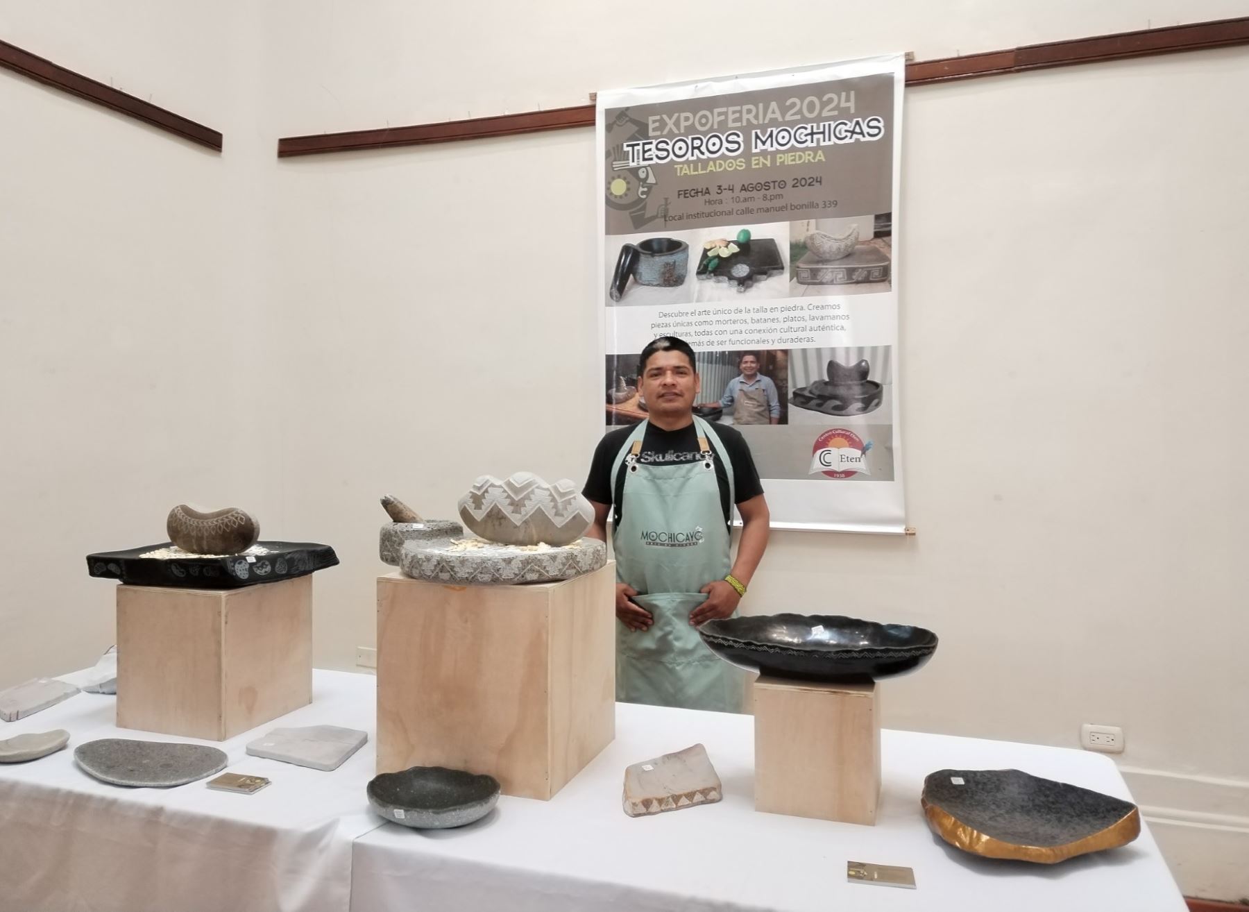 Artesano lambayecano, experto en tallado en piedra, diseña piezas únicas de gran demanda en mercados del exterior. ANDINA/Difusión