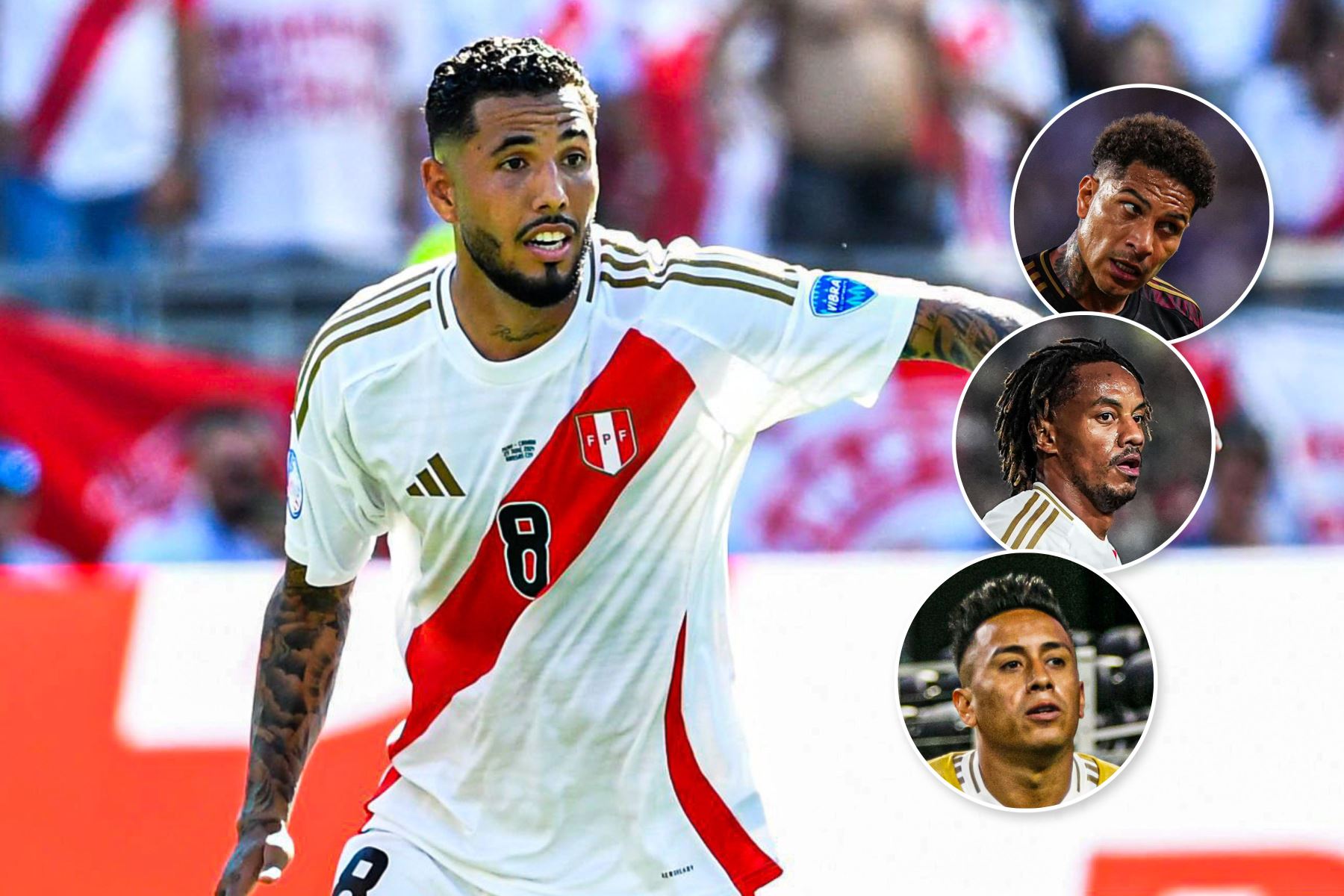 Sergio Peña junto a Paolo Guerrero, André Carrillo y Christian Cueva