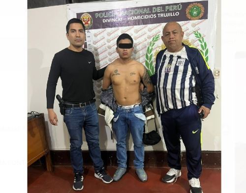 Policía Nacional captura al presunto brazo armado de la organización criminal Los pulpos que se encargaba de organizar el secuestro de empresarios de Trujillo. ANDINA/Difusión