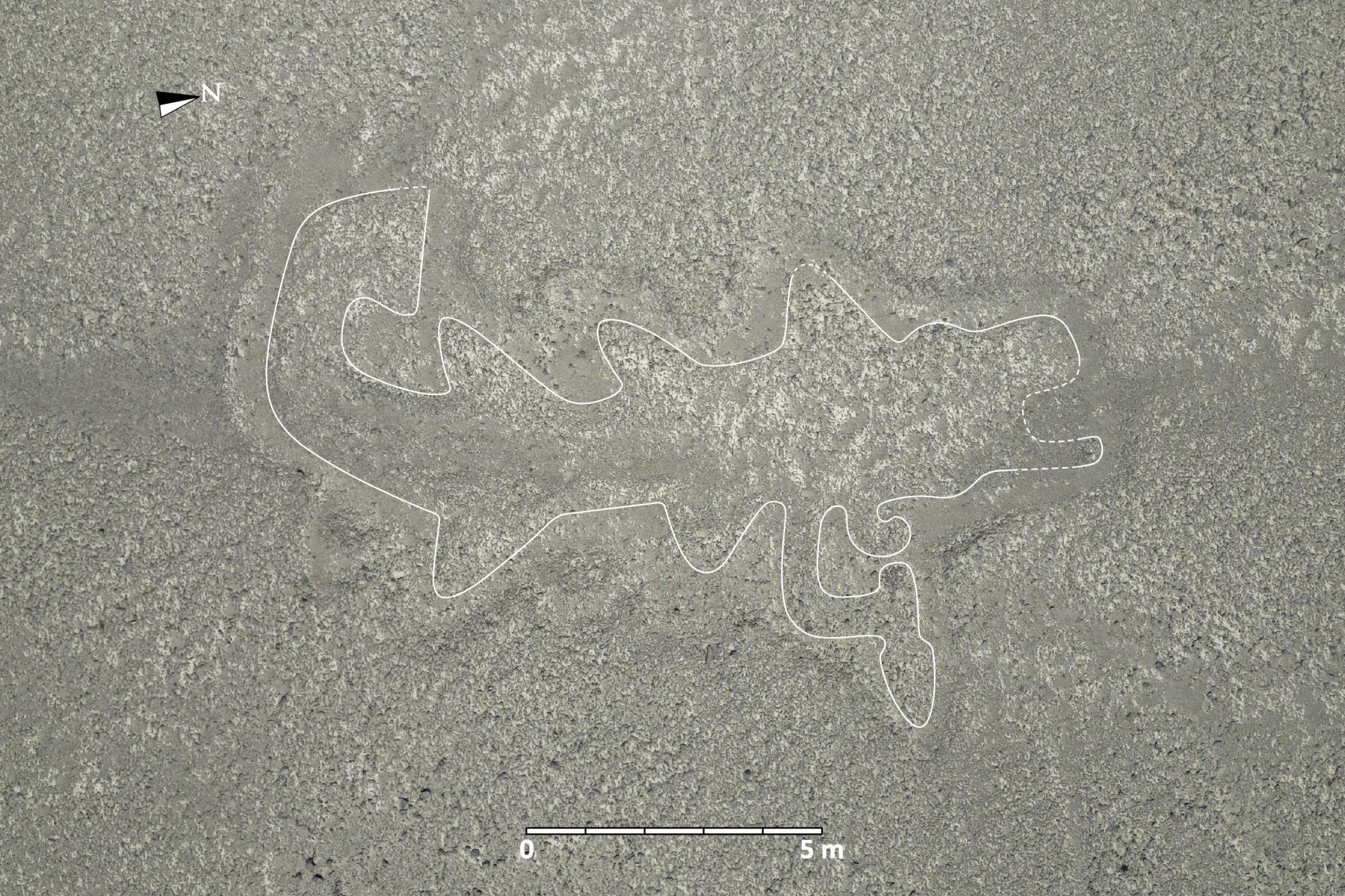 Estos son los nuevos geoglifos descubiertos en la Pampa de Nazca, en la región Ica, por investigadores de la Universidad de Yamagata (Japón), que representan a seres antropomorfos y alusivos a la fauna silvestre, cuyas imágenes se obtuvieron mediante tomas aéreas y también con la ayuda de la IA. Foto: Cortesía Universidad de Yamagata