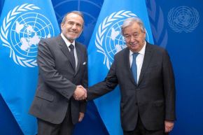 Canciller peruano, Elmer Schialer, y secretario general de la ONU, Antonio Guterres. ANDINA/Difusión