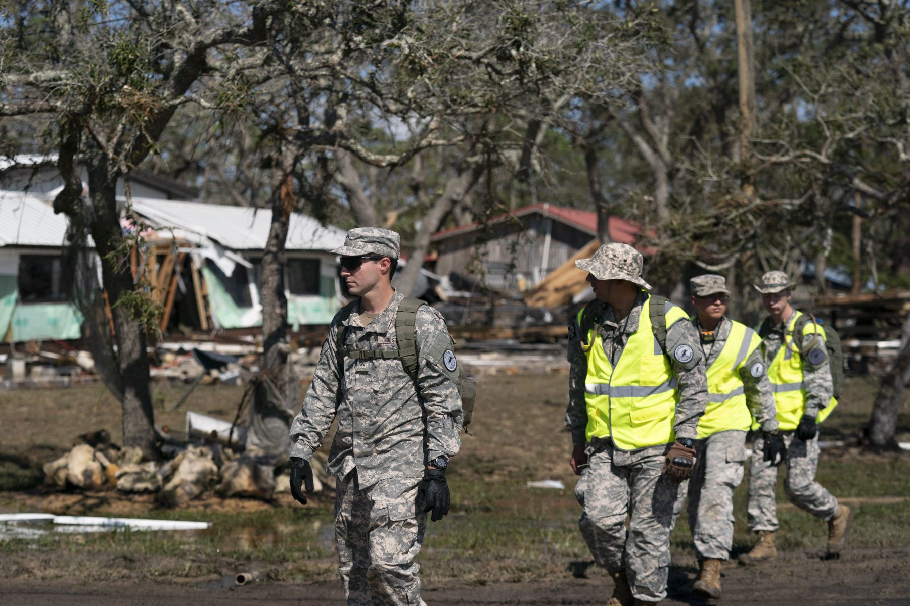 Los miembros de la Guardia Estatal de Florida participan en una misión de búsqueda y recuperación después del huracán Helene el 27 de septiembre de 2024 en Steinhatchee, Florida, en EE.UU. Foto: AFP