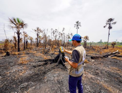 Sensores y otros equipos especiales instalaron las brigadas del OEFA para medir la contaminación ambiental en las zonas afectadas por los incendios forestales registrados en Amazonas, San Martín y Ucayali. ANDINA/Difusión