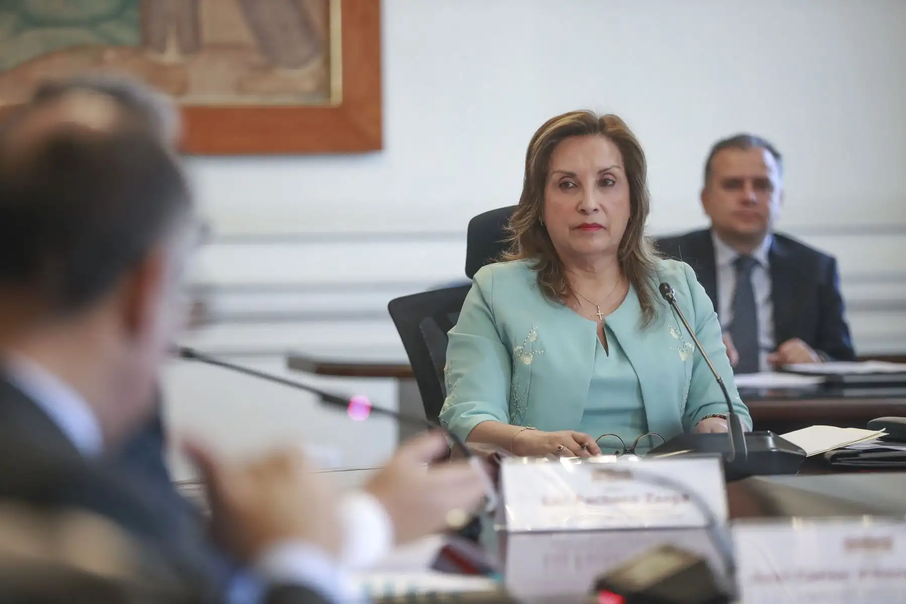 La presidenta de la república, Dina Boluarte, preside la continuación de la decimocuarta sesión ordinaria del Consejo para la Reforma del Sistema de Justicia, con la participación de los titulares de las instituciones públicas involucradas en la mejora de dicho ámbito. Foto: ANDINA/Prensa Presidencia