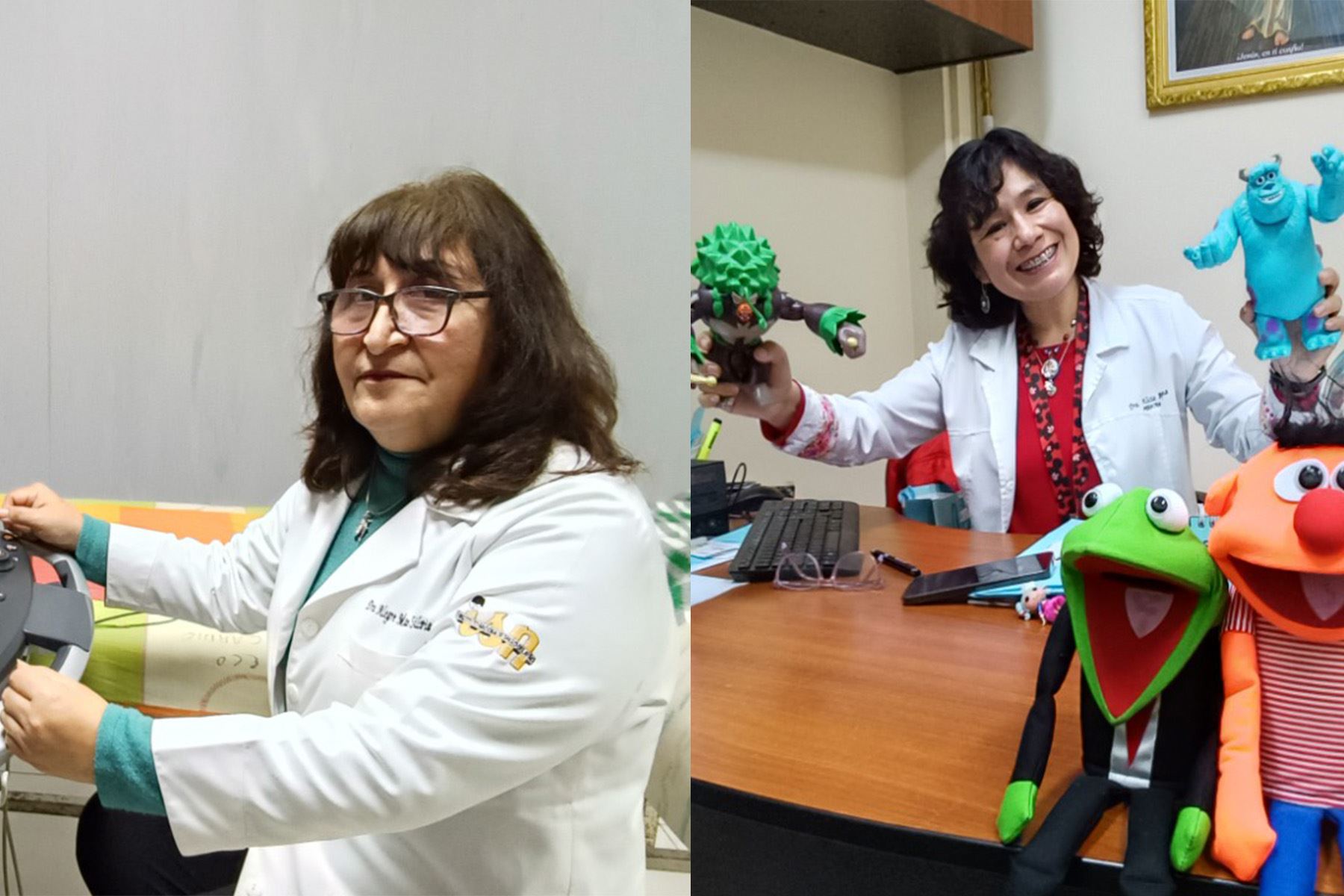 La cardióloga pediatra Silvia Alegre, jefa del Servicio de Cardiología, y Alicia Reyna Alcántara de Sotelo, jefa del Servicio de Emergencia del Instituto Nacional de Salud del Niño (INSN), son ejemplo del impacto que tiene en la vida de la población los médicos que trabajan en el Estado con vocación de servicio.  ANDINA/ INSN.