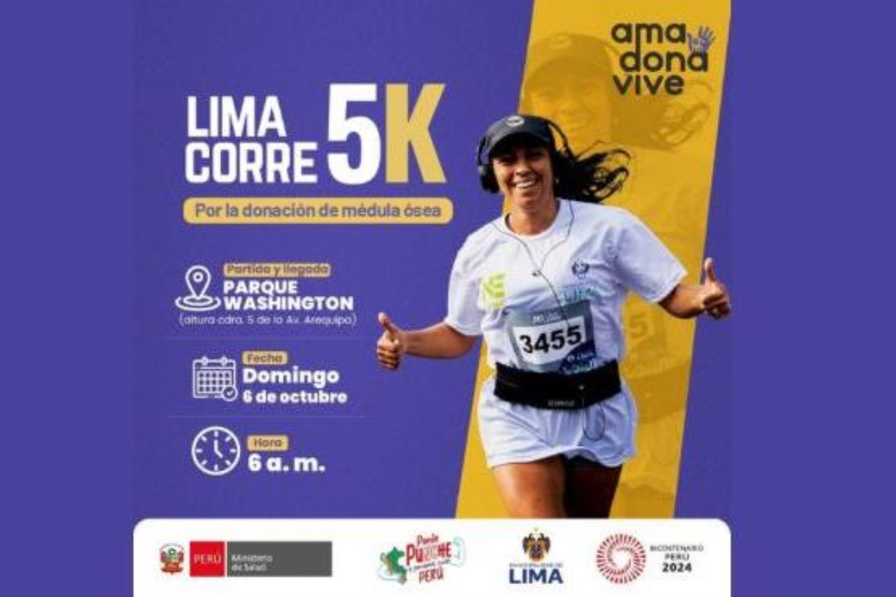 Hoy domingo 6 de octubre se realizará la carrea Lima Corre 5K por donación de médula ósea. Foto: ANDINA/Difusión.