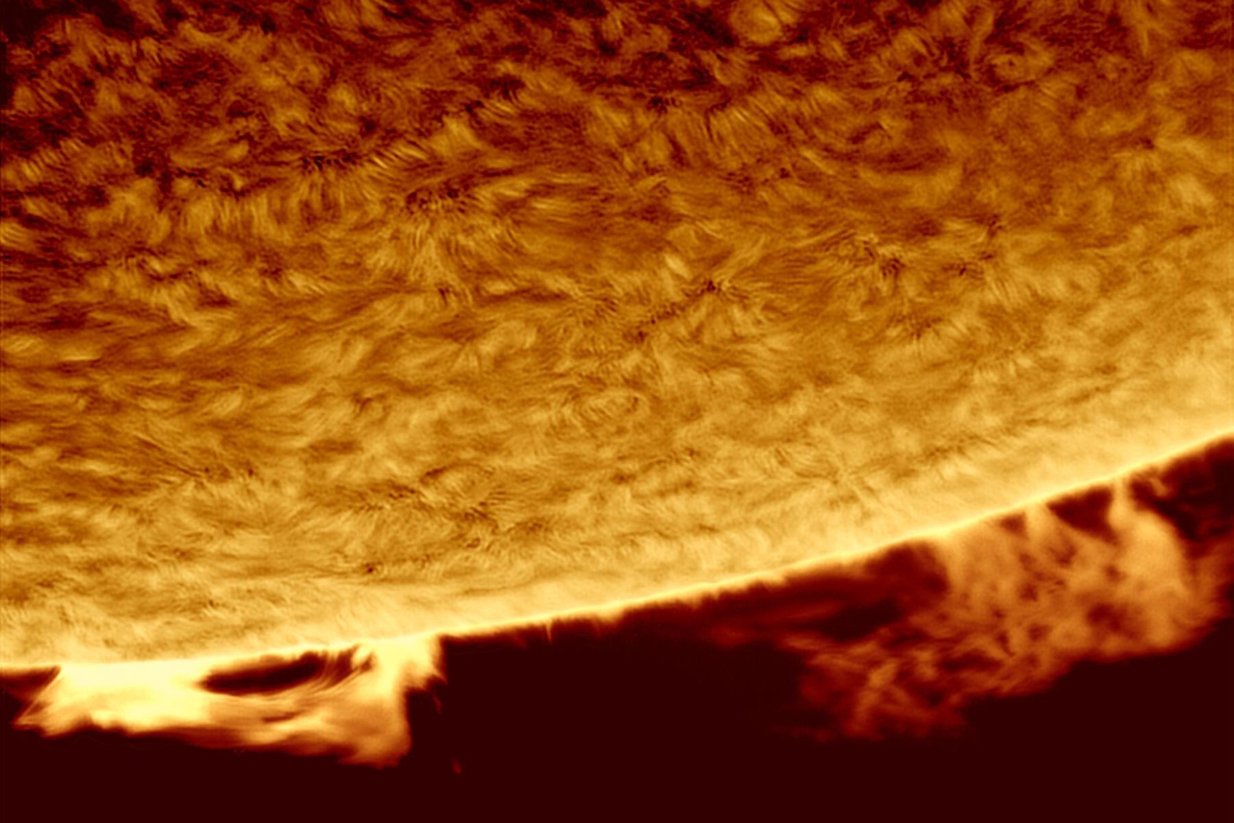 Detalle de las llamaradas solares, imagen tomada desde el Observatorio Discovery en Huancayo, Perú, el 15 de agosto del 2023. Foto: José Santivañez / Hugo Santivañez