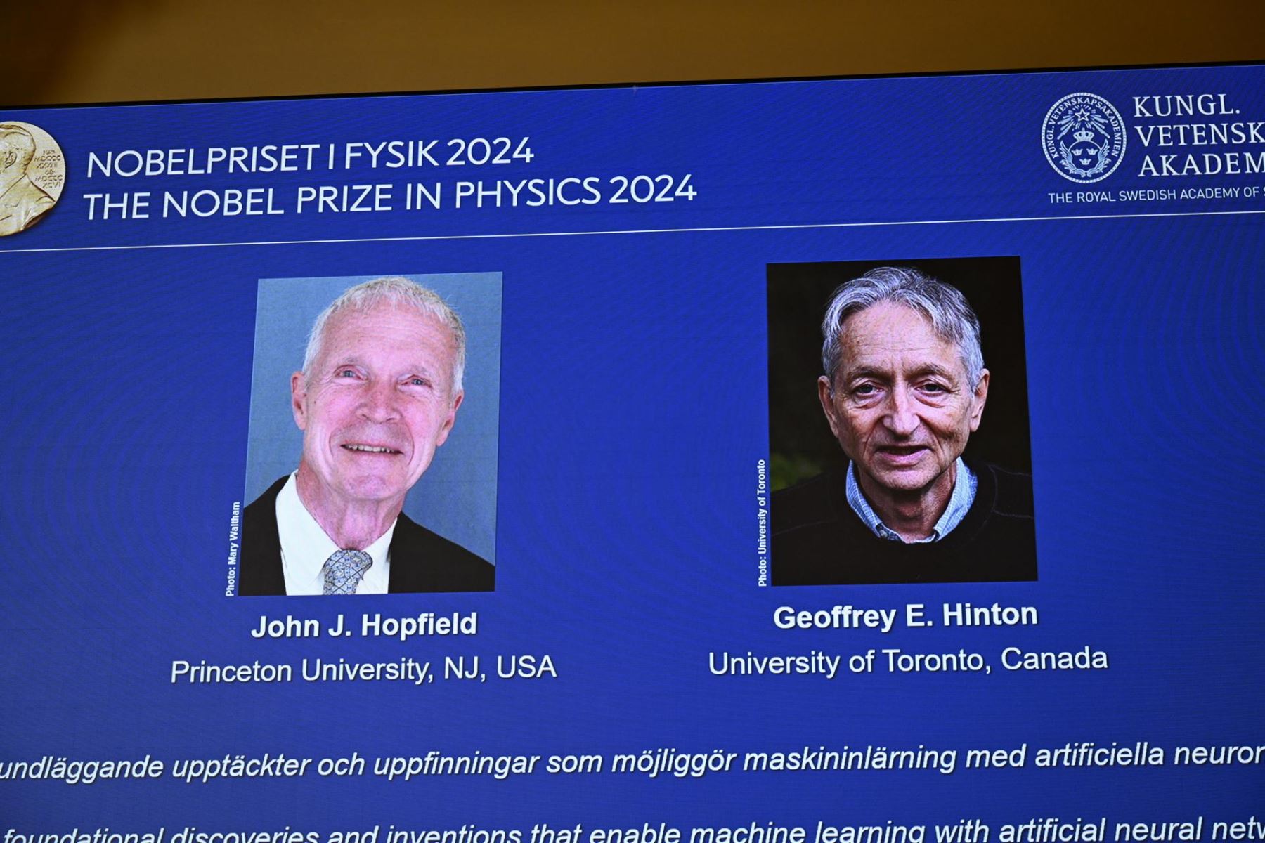 Premio Nobel de Física 2024 es para John J. Hopfield y Geoffrey E. Hinton