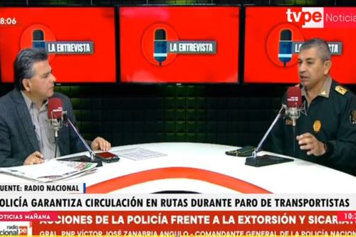 Entrevista a comandante general de la PNP, Víctor Zanabria Angulo, sobre el paro de transportistas del 10 de cotubre. Foto:Captura TV