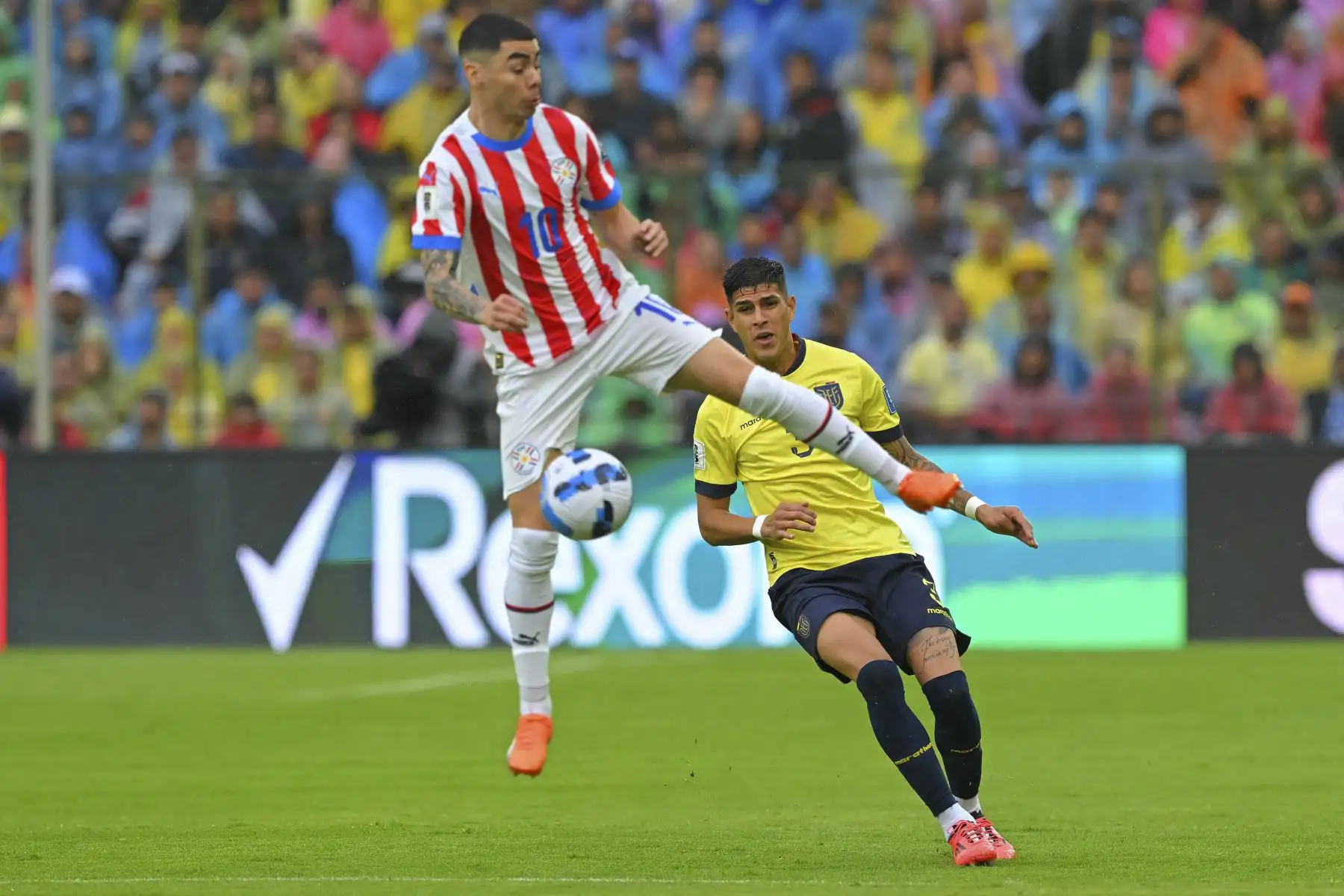 También de los tiros al arco, controlando la cancha del visitante con su tridente integrado por Gonzalo Plata, Kendry Páez y Enner Valencia, el máximo goleador tricolor con 42 anotaciones. Foto: AFP