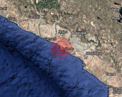 El epicentro del temblor de magnitud 3.6 registrado hoy viernes 11 de octubre se localizó cerca de la localidad de Quilca, en Arequipa.