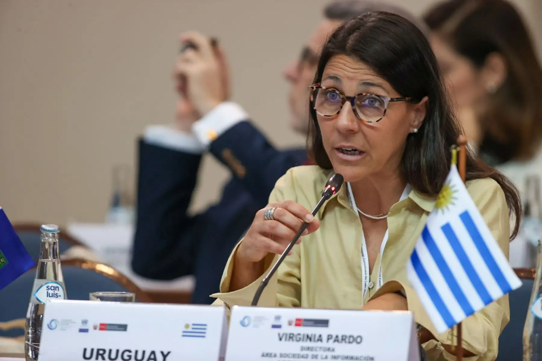 Intervención de Virginia Pardo, Directora del Área de Sociedad de la Información de Uruguay en el marco del cuadragésimo período de sesiones de la CEPAL realizado en Lima.

Foto: ANDINA/Juan Carlos Guzmán Negrini