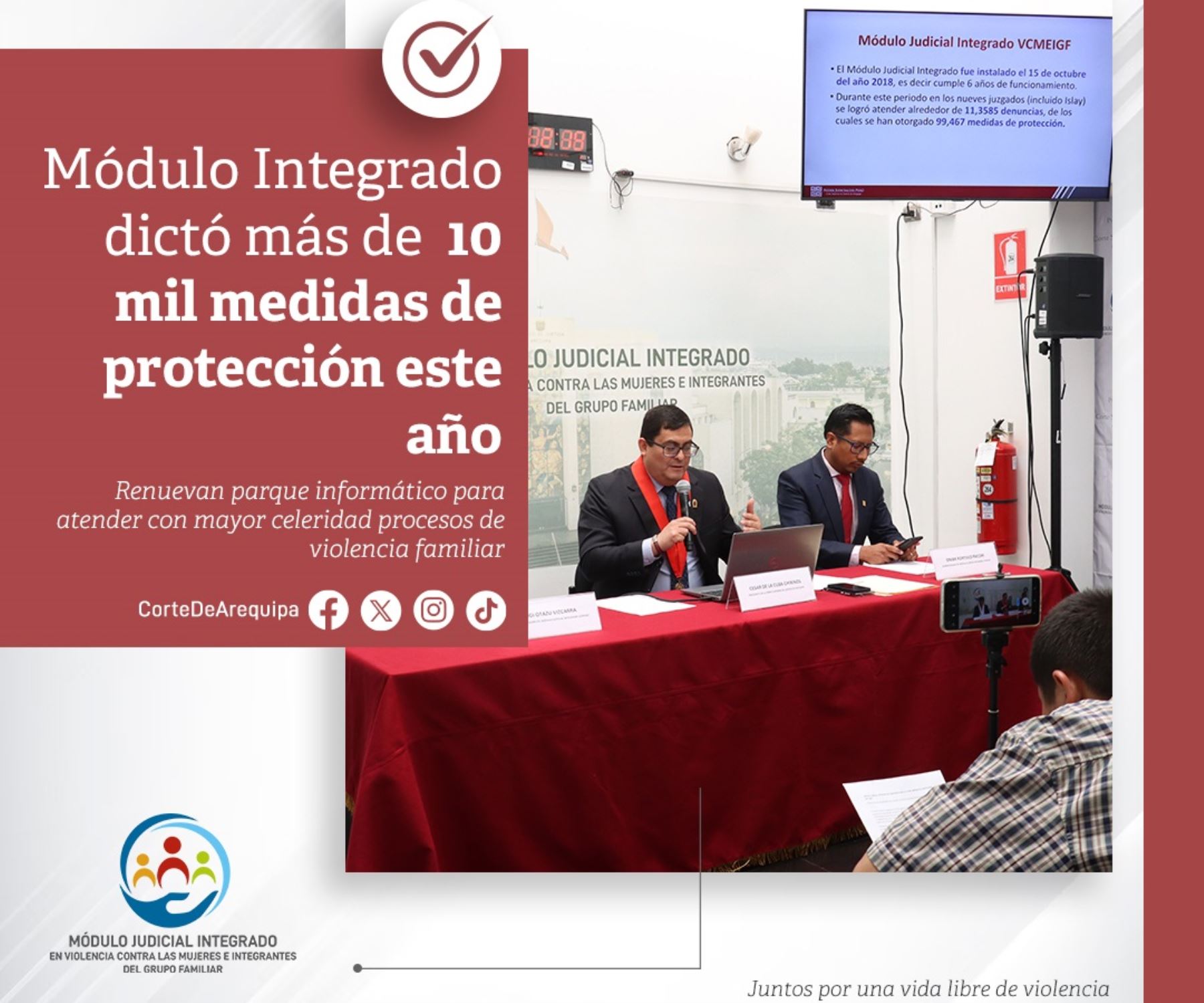 En los nueve primeros meses de 2024 el Módulo Judicial Integrado de la Corte Superior de Arequipa recibió 13,114 denuncias de violencia familiar. ANDINA/Difusión