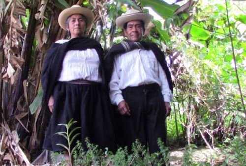 Rosa Pingus y Baltazar Visalot, hablantes de quechua de Amazonas, una variedad del quechua que continúa viva y vigente en localidades del sur de ese departamento del nororiente peruano.