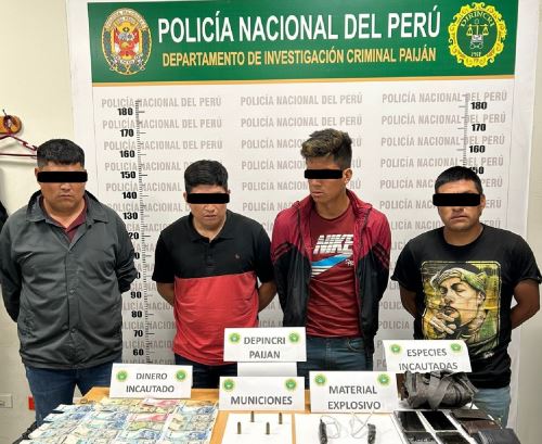 La Policía Nacional capturó a cuatro presuntos integrantes de la banda criminal "La gran marquesa" dedicada a la extorsión, sicariato y otros delitos.