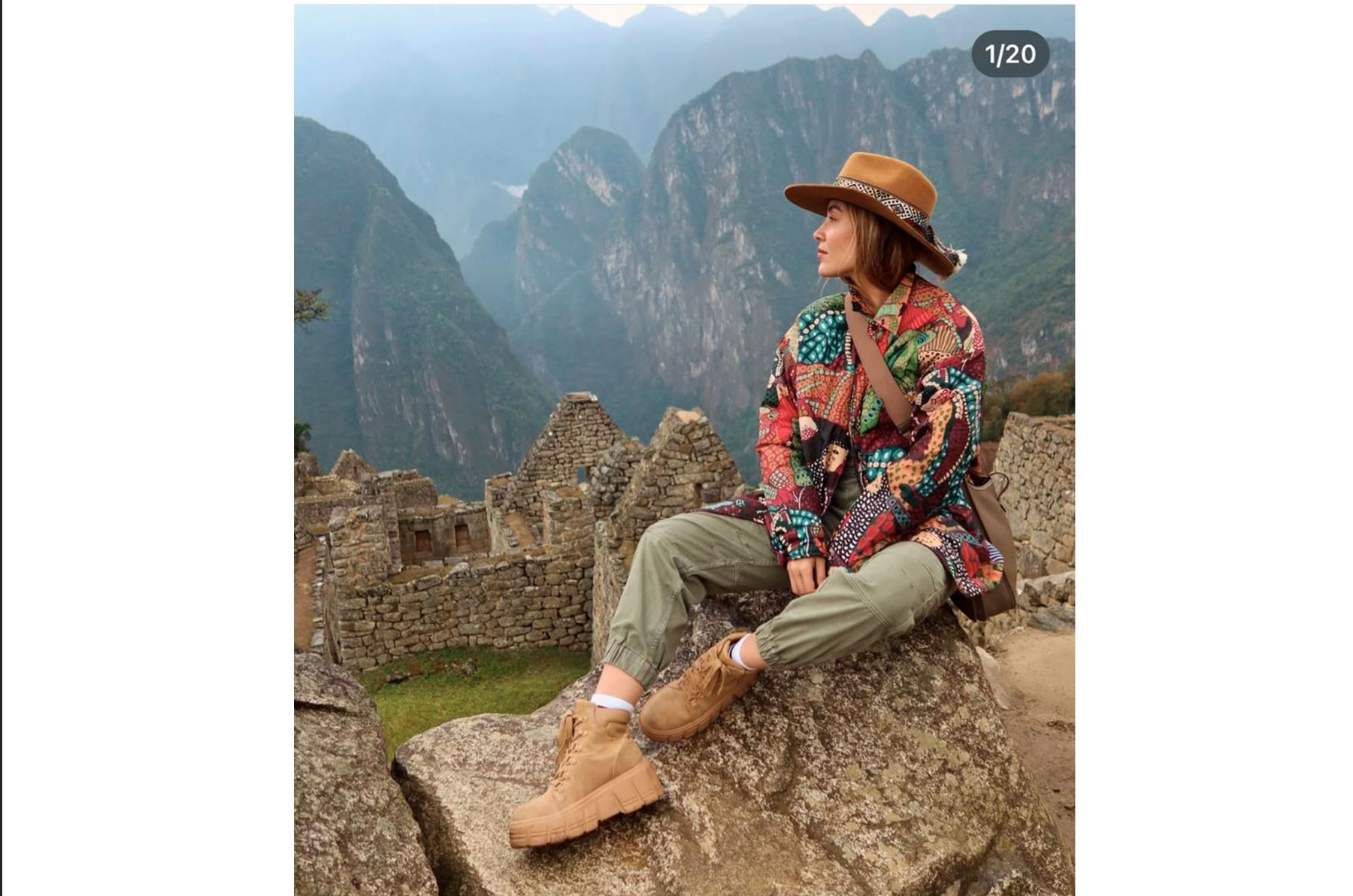 La modelo Michelle Salas quedó fascinada con la ciudadela inca de Machu Picchu. Foto: @michellesalasb