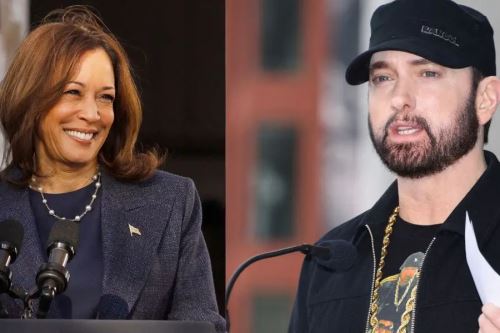 De cara a las elecciones, Kamala Harris recibió el apoyo del rapero Eminem. Foto: Composición