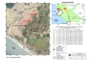 Este plano muestra los sectores en riesgo por intereses inmobiliarios en la zona arqueológica de Áspero. Imagen: Difusión.