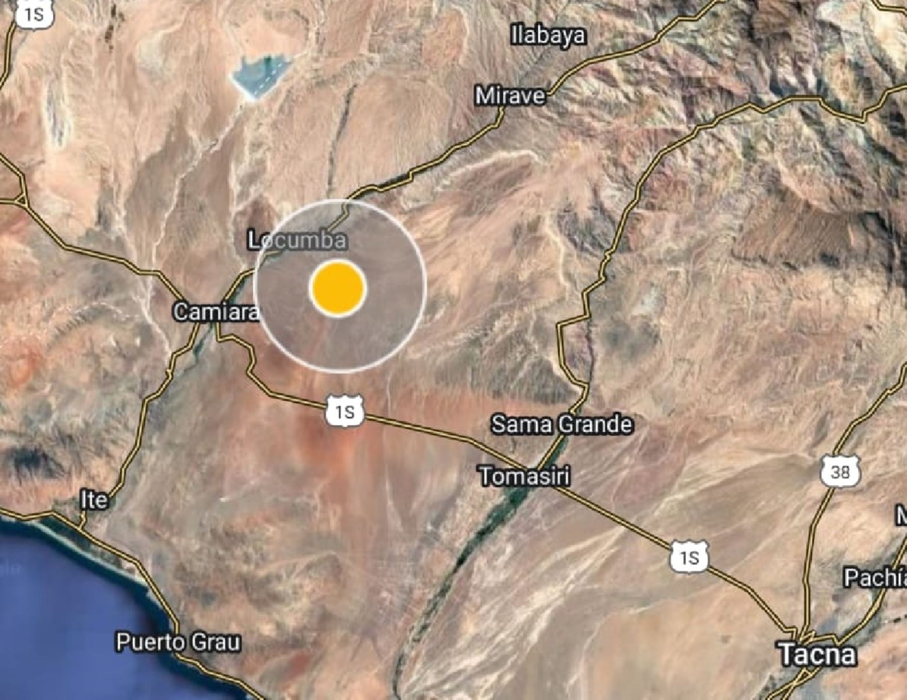 Un fuerte temblor de magnitud 4.8 se registró esta tarde en Tacna. El epicentro del sismo se localizó cerca de Locumba.