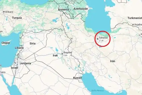 Mapa de ubicación de la ciudad de Teherán, capital de Irán, en Oriente Medio. Imagen: Google Maps