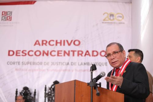 Javier Arévalo, presidente del Poder Judicial, inauguró el Archivo Desconcentrado. ANDINA/Difusión