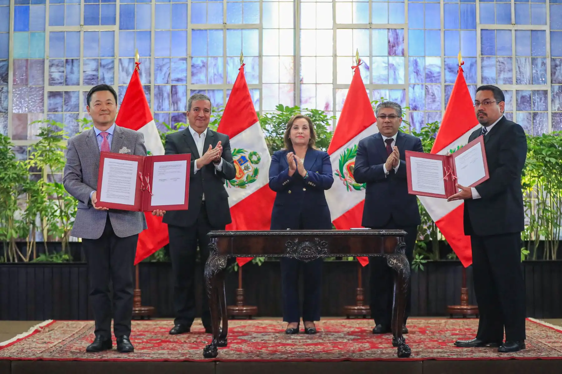 Firma de la Adenda del Proyecto de Aeropuerto Internacional de Chinchero. 
Foto: ANDINA/Prensa Presidencia
