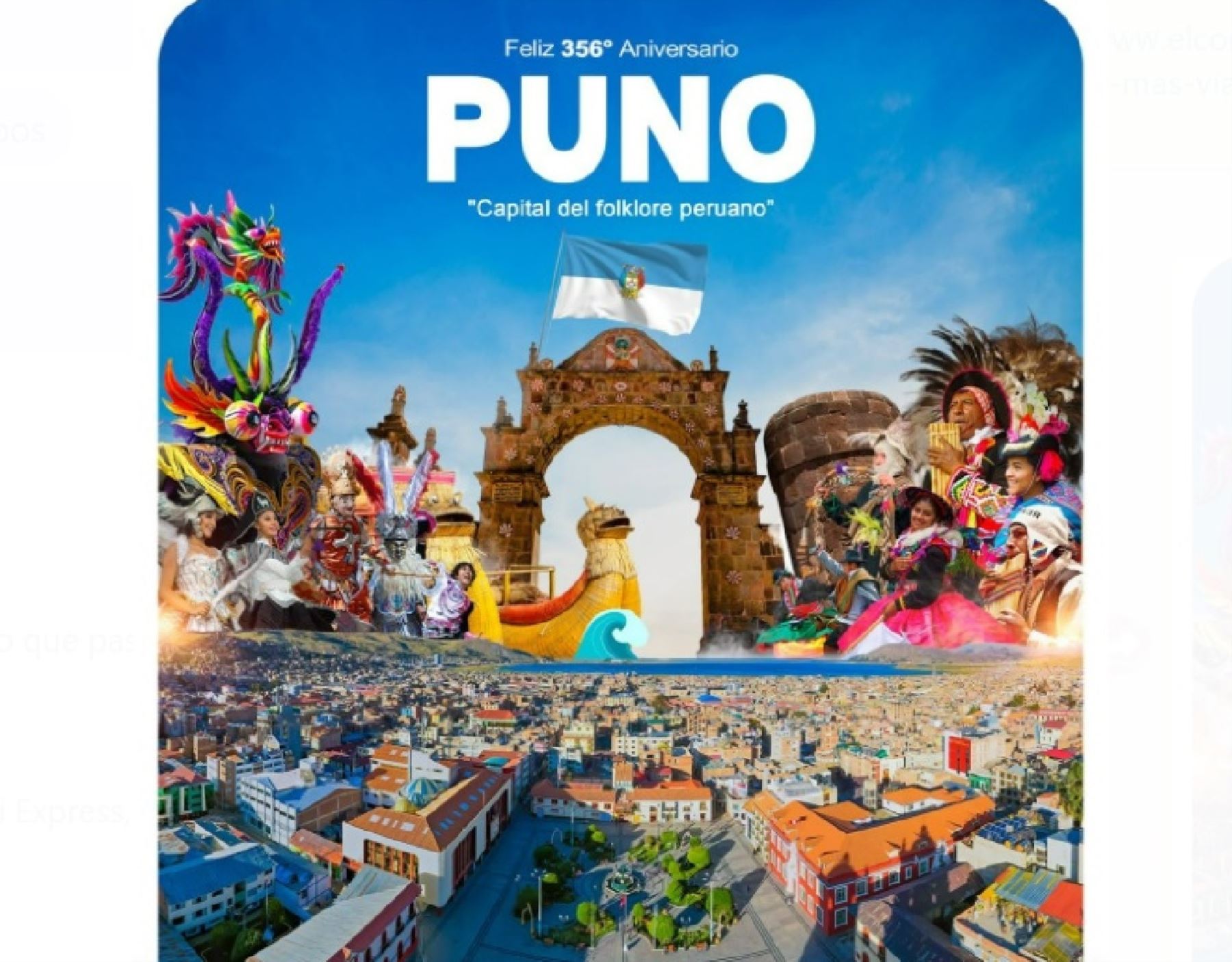 La ciudad de Puno celebra el 4 de noviembre el 356° aniversario de fundación española.