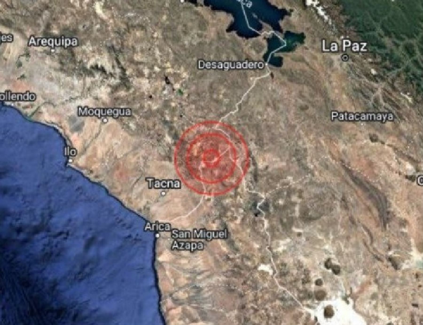 El epicentro del temblor de magnitud 4.1 se localizó en Chile, cerca de la frontera con Tacna.