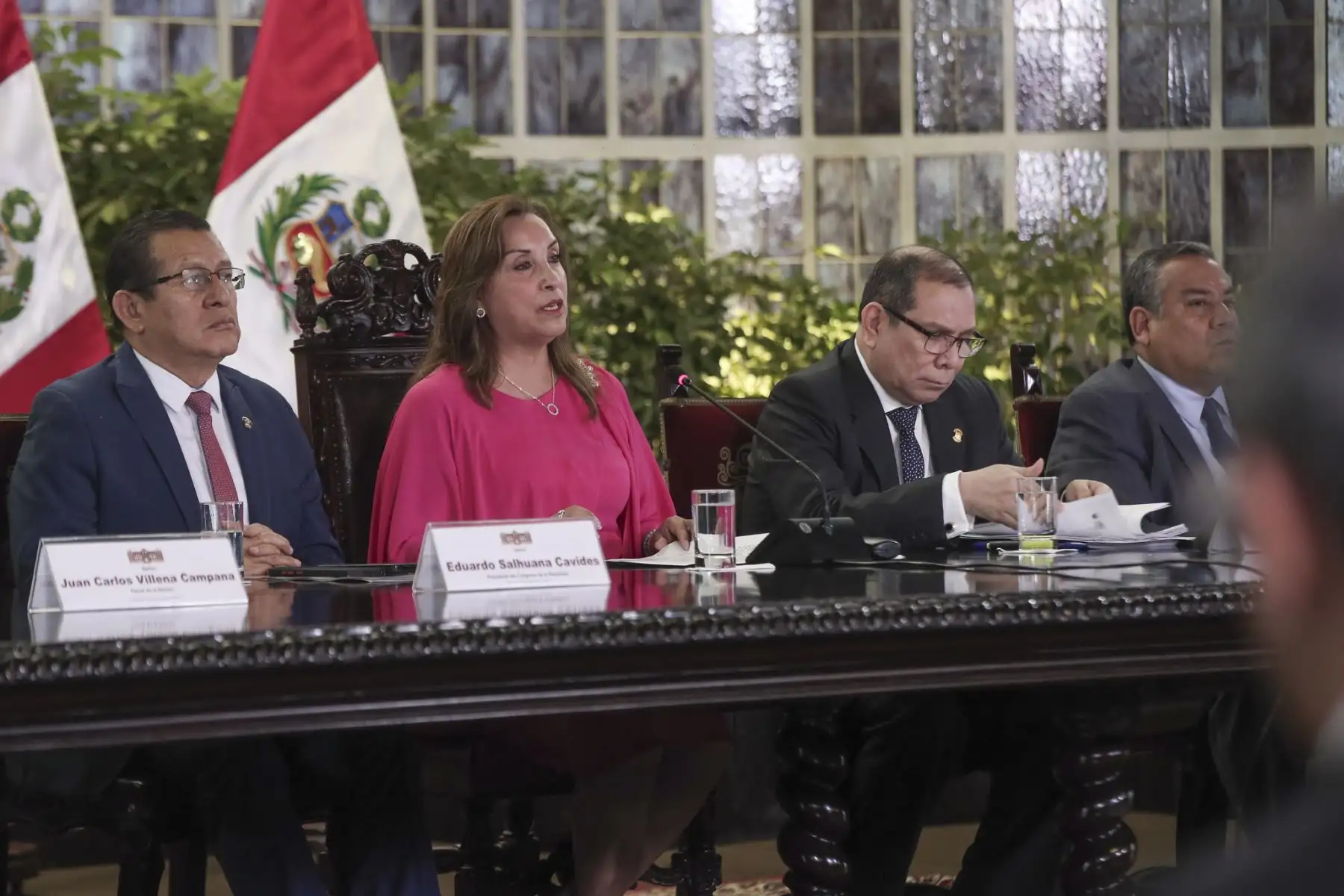 La Presidenta de la República, Dina Boluarte, lidera la sesión del Consejo de Estado, con la finalidad de coordinar medidas para intensificar la lucha contra la inseguridad ciudadana.
Foto: ANDINA/Prensa Presidencia