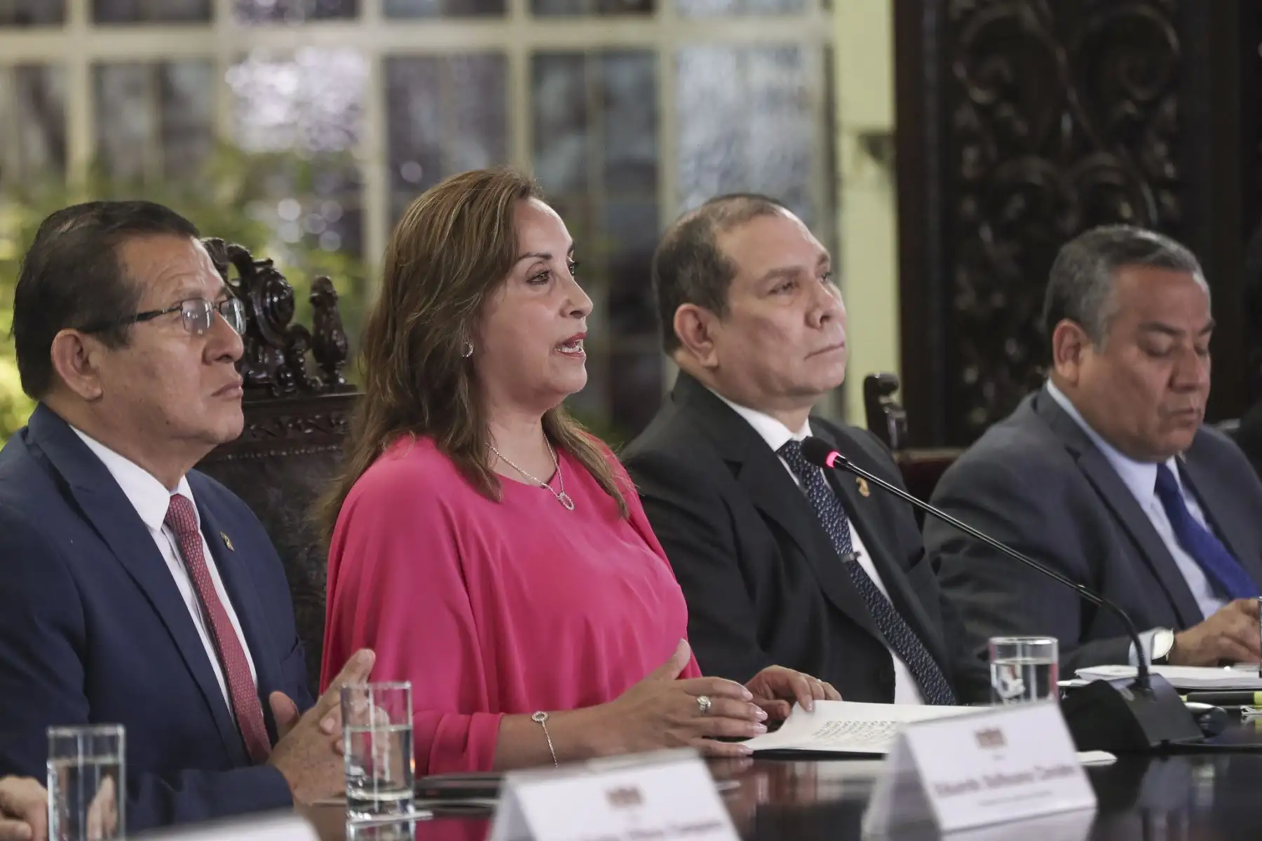 La Presidenta de la República, Dina Boluarte, lidera la sesión del Consejo de Estado, con la finalidad de coordinar medidas para intensificar la lucha contra la inseguridad ciudadana.
Foto: ANDINA/Prensa Presidencia
