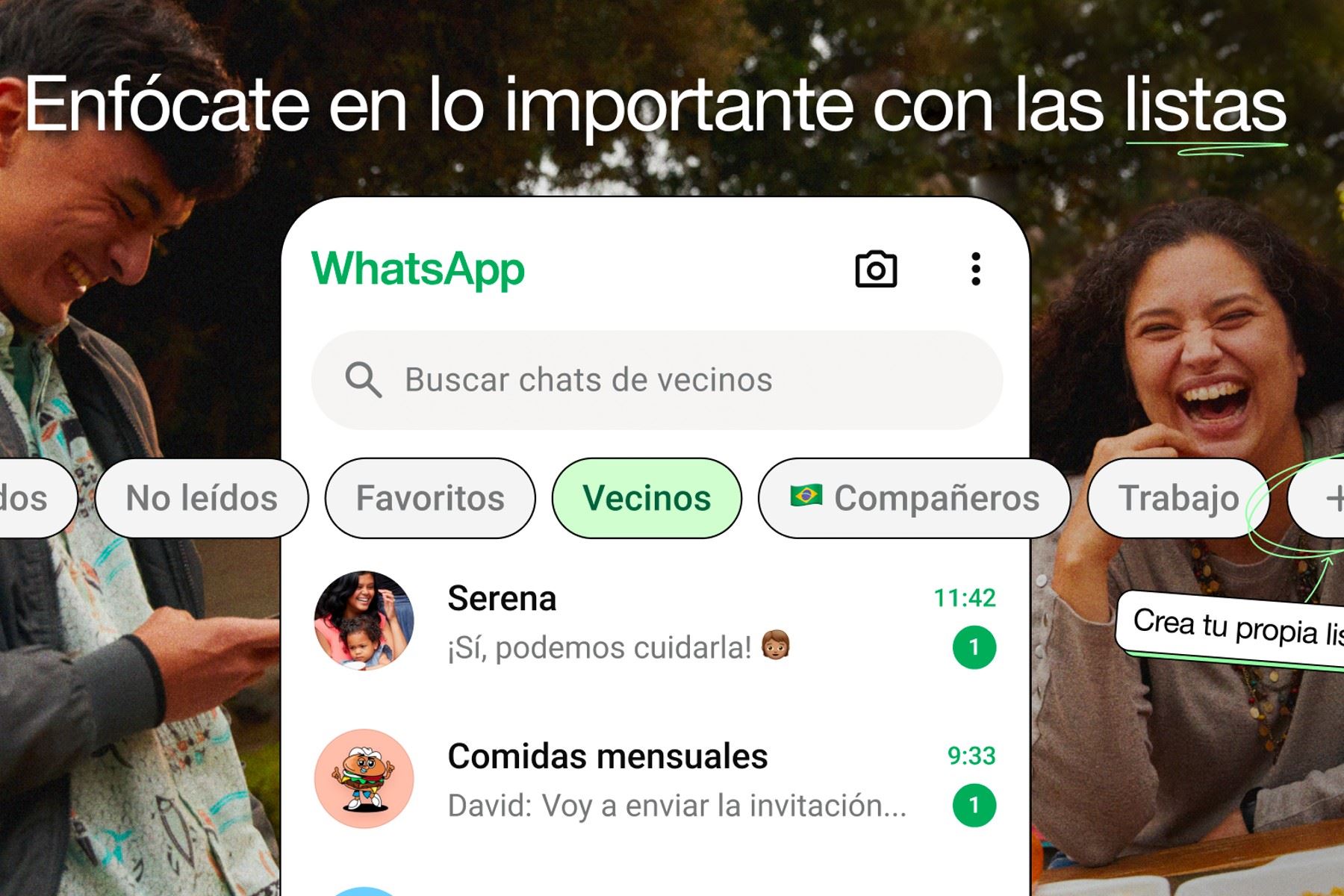 Las listas de WhatsApp te ayudan a centrarte en las conversaciones más importantes cuando lo necesitas.