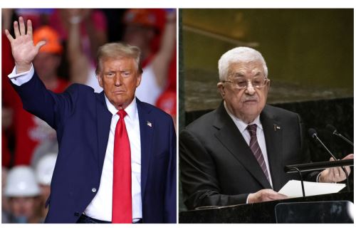 Mandatario electo de EE. UU., Donald Trump, y presidente de Palestina, Mahmud Abás