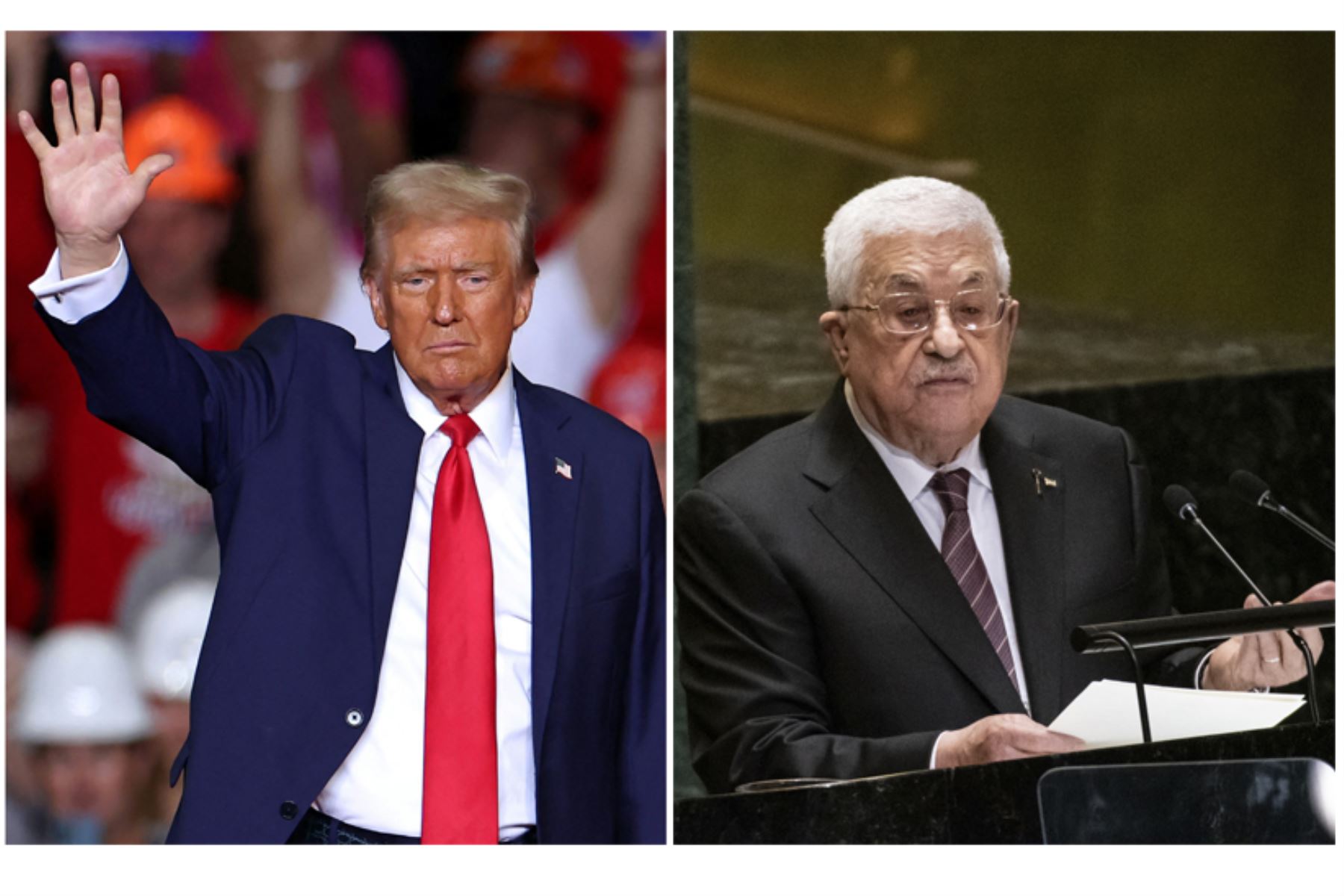 Mandatario electo de EE. UU., Donald Trump, y presidente de Palestina, Mahmud Abás