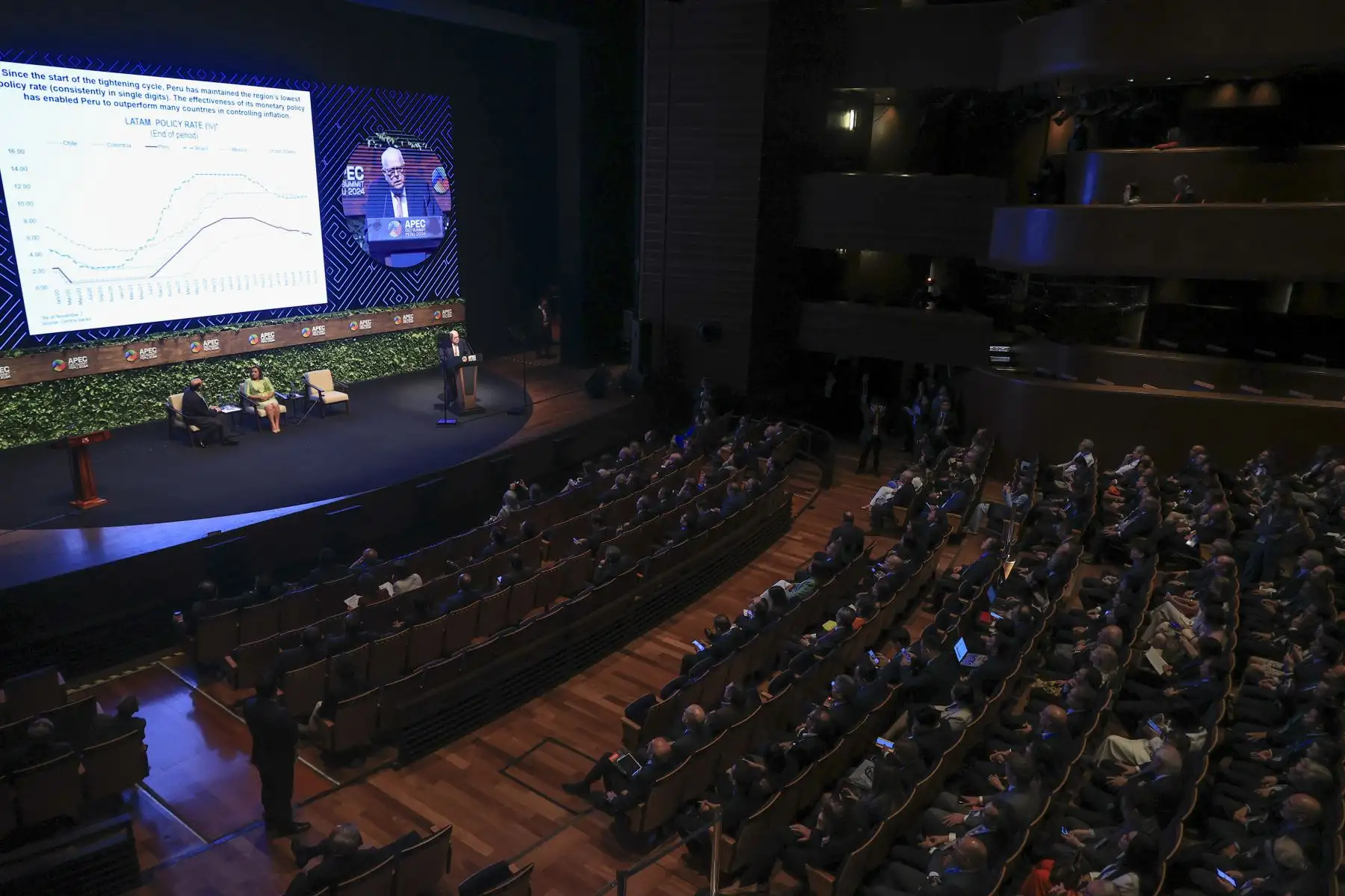 La presidenta Dina Boluarte participó en la ceremonia de apertura del APEC CEO Summit 2024. Foto: ANDINA/Jhonel Rodríguez Robles