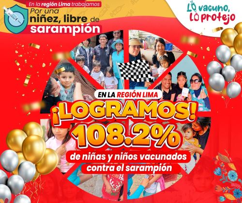 La Dirección Regional de Salud de Lima supera su meta de vacunación contra el sarampión y logra cobertura del 108 % al inmunizar a más de 86,000 niños. ANDINA/Difusión