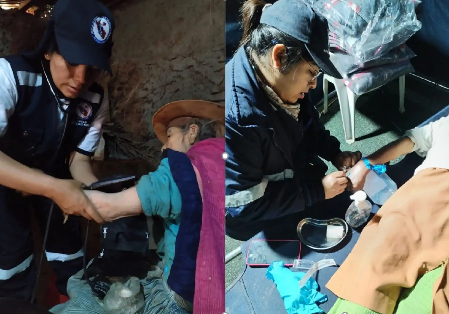 Brigadistas del Minsa y de la Diresa Huánuco brindan atenciones de salud a los damnificados y afectados por lluvias intensas y huaicos en los distritos de Amarilis y Pillco Marca.