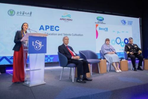 La directora ejecutiva del Pronabec, Alexandra Ames, participó en el panel “Modelo de cultivo del ciudadano global APEC y las vías para mejorar la empleabilidad”. Foto: ANDINA/Difusión