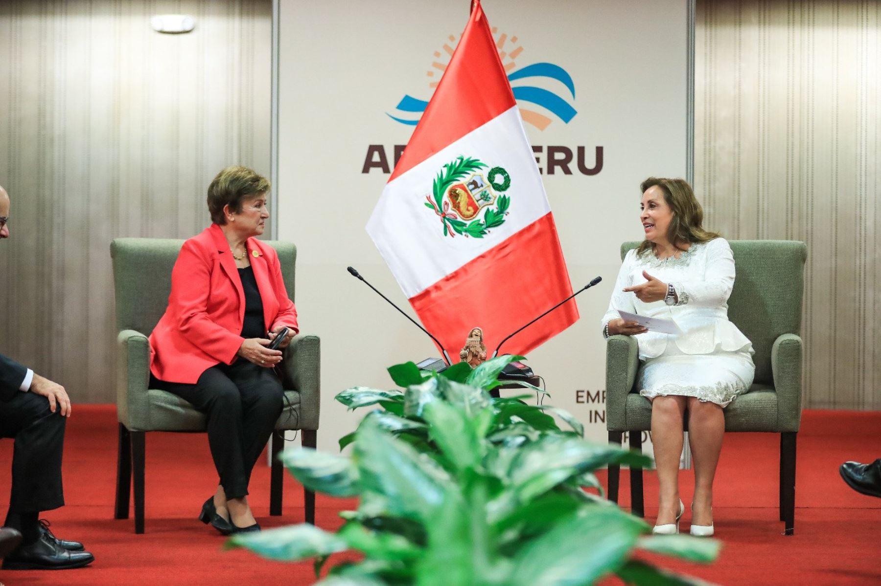 Presidenta Boluarte sostiene encuentro bilateral con directora del FMI. Foto: ANDINA/Prensa Presidencia.