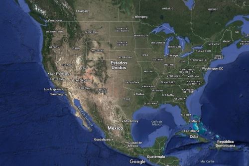 Mapa de Estados Unidos. La costa oeste se verá afectada por un 