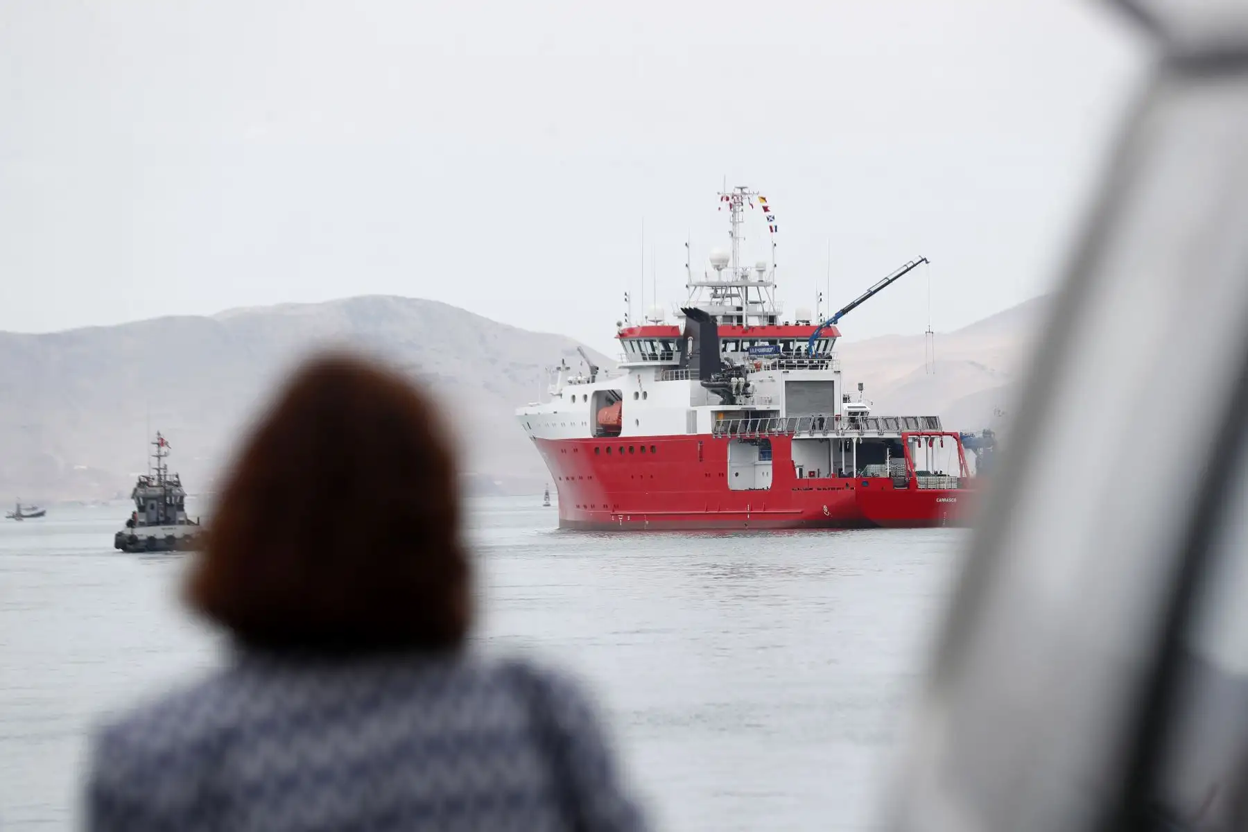 Tripulantes del del B.A.P. Carrasco fueron despedidos por sus familiares desde el Muelle Antedique de la Base Naval del Callao, durante el zarpe del buque oceanográfico que se dirige a una nueva expedición científica a la Antártida. 
Foto: ANDINA/Daniel Bracamonte