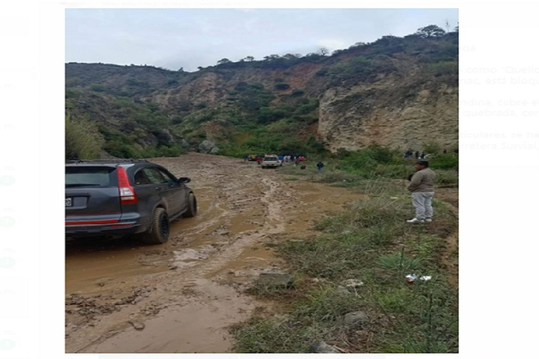 Vehículos de transporte de pasajeros y carga, entre públicos y particulares, se hallan varados a la espera de la limpieza de la vía.