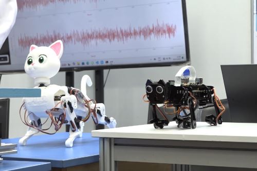 Michibot es un robot educativo con forma de gato que ha sido desarrollado por estudiantes de la UNI.