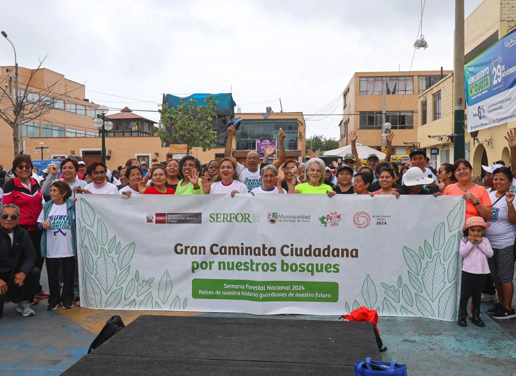 Pobladores y autoridades participaron de una caminata en apoyo a la conservación de los bosques y un llamado a la acción por la conservación que se realizó en el distrito de Surco en el marco de la Semana Forestal Nacional. ANDINA/Difusión