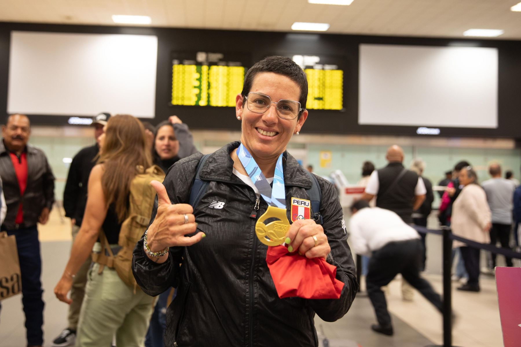 Giannisa Vecco fue recibido en el Aeropuerto Jorge Chávez Foto: IPD